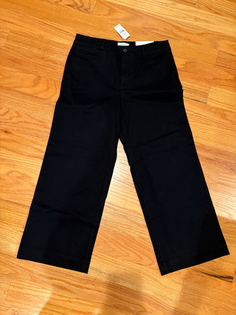 LOFT Black Cropped Wide-Leg Pants